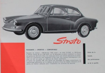 Volkswagen Strato Coupe Sport Modelprogram 1959 Carbrochure (6637)